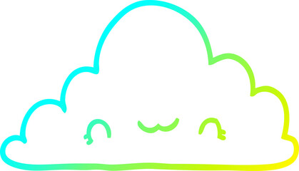 cold gradient line drawing of a cute cartoon cloud