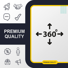 360 Degrees icon graphic element. Modern design.