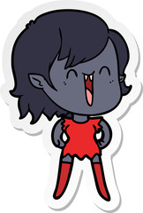 sticker of a cute cartoon happy vampire girl