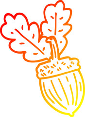 warm gradient line drawing of a cartoon acorn