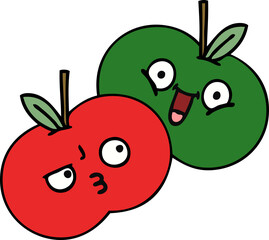 Naklejka premium cute cartoon of a apples