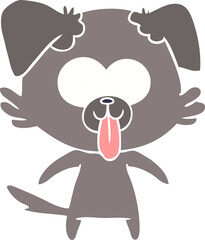 flat color style cartoon dog with tongue sticking out