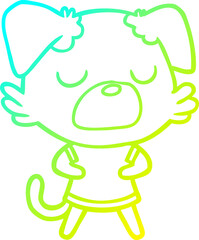 cold gradient line drawing of a cartoon dog