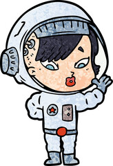 Obraz premium cartoon astronaut woman