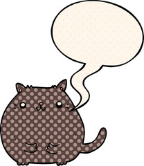 cartoon cat with speech bubble in comic book style