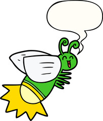 cartoon glow bug with speech bubble