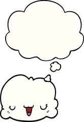cute cartoon cloud with thought bubble