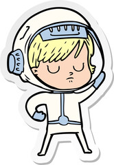 sticker of a cartoon astronaut woman