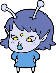 pretty cartoon alien girl