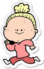 Obraz premium sticker of a cartoon happy old woman