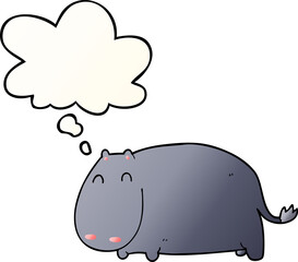 cartoon hippo with thought bubble in smooth gradient style
