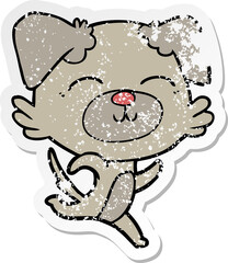 distressed sticker of a cartoon dog