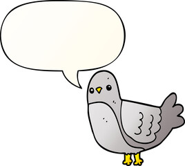 cartoon bird with speech bubble in smooth gradient style