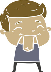 happy flat color style cartoon man