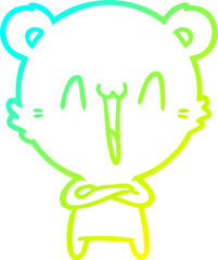 cold gradient line drawing of a happy bear cartoon