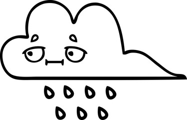 line drawing cartoon of a rain cloud