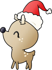 hand drawn christmas gradient cartoon of kawaii deer
