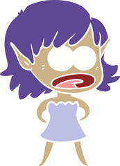 flat color style cartoon shocked elf girl
