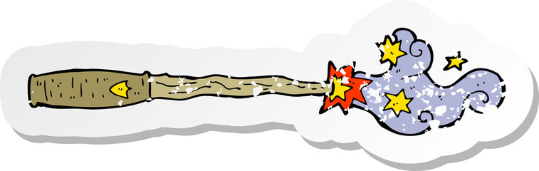 retro distressed sticker of a cartoon magic wand