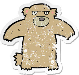 distressed sticker of a cartoon bear
