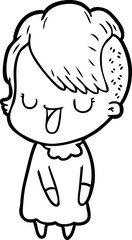 cute cartoon girl with hipster haircut