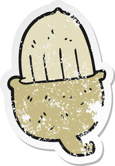 retro distressed sticker of a cartoon acorn