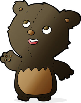 cartoon happy little teddy black bear