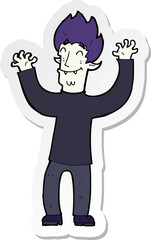 sticker of a cartoon happy vampire man