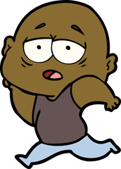cartoon tired bald man