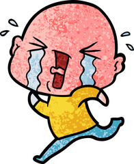 cartoon crying bald man