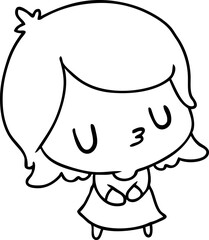 Obraz na płótnie Canvas line drawing illustration of a cute kawaii girl