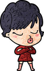 cartoon woman with eyes shut