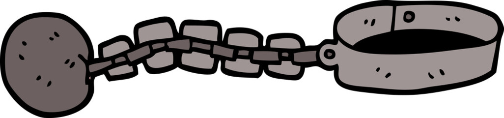 cartoon doodle ball and chain
