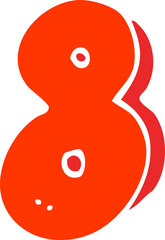 flat color illustration cartoon number eight