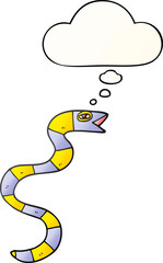 cartoon snake with thought bubble in smooth gradient style