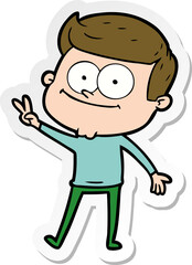 sticker of a cartoon happy man