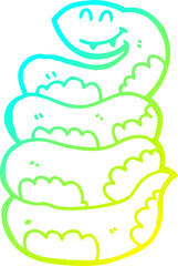 cold gradient line drawing of a cartoon snake