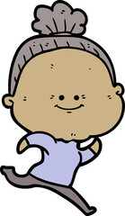 cartoon happy old woman
