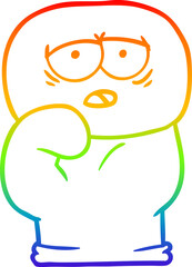 rainbow gradient line drawing of a cartoon boxing glove