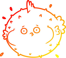 warm gradient line drawing of a cartoon puffer fish © lineartestpilot