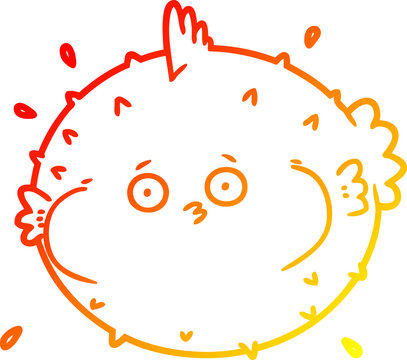 recommend clip art: warm gradient line drawing of a cartoon puffer fish