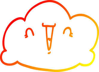 warm gradient line drawing of a cartoon cloud