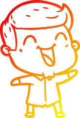 warm gradient line drawing of a cartoon man laughing