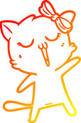 warm gradient line drawing of a cartoon cat