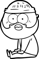 cartoon bearded man sitting