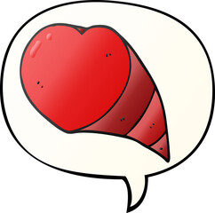 Obraz na płótnie Canvas cartoon love heart symbol with speech bubble in smooth gradient style