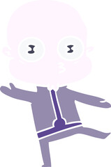 flat color style cartoon weird bald spaceman dancing
