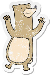 distressed sticker of a quirky hand drawn cartoon bear