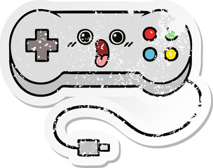 distressed sticker of a cute cartoon game controller