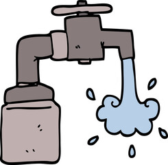 hand drawn doodle style cartoon running faucet